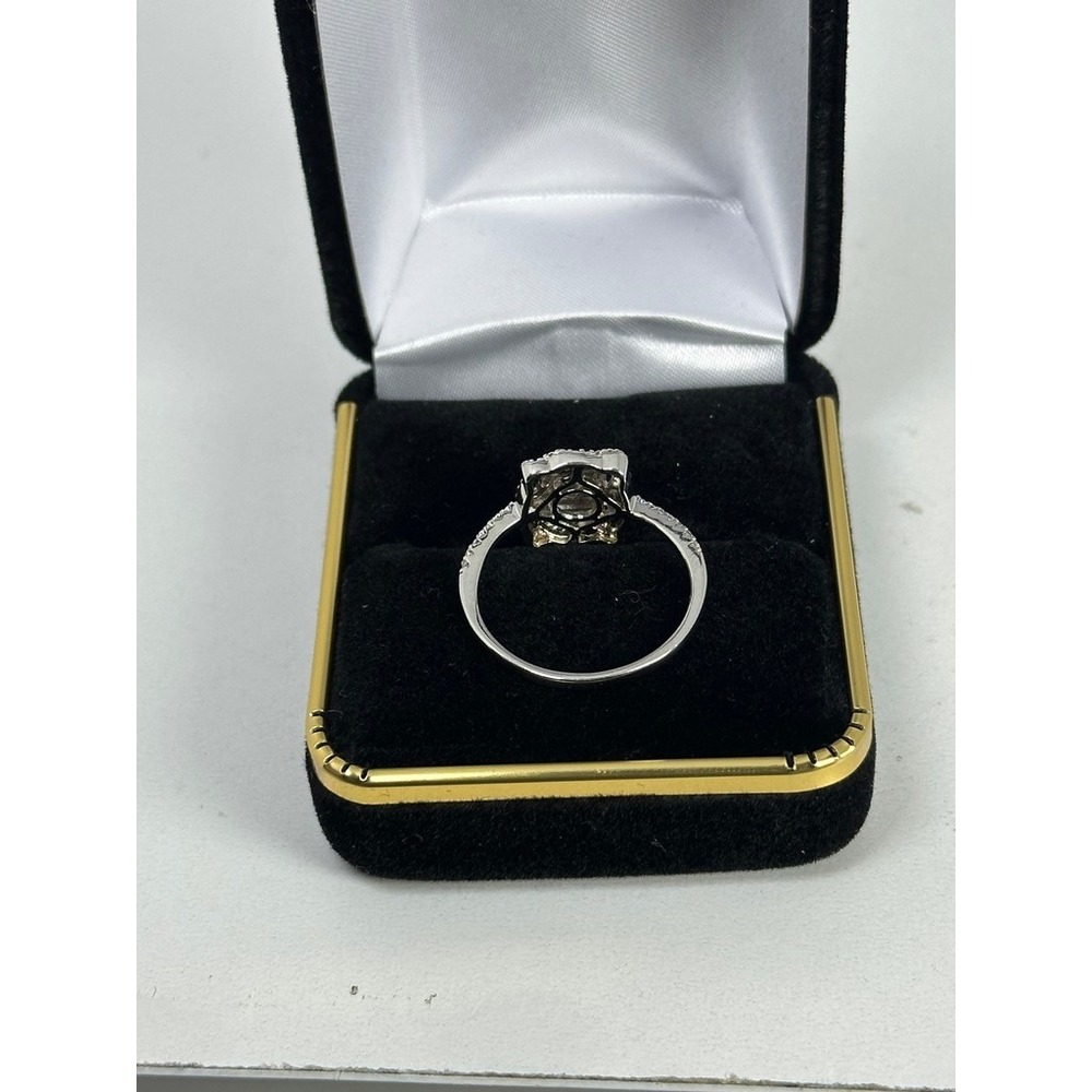Sterling Silver Emerald Cut Cubic Zirconia Halo Engagement Ring Size 8.5 CZ 925 - Picture 5 of 9